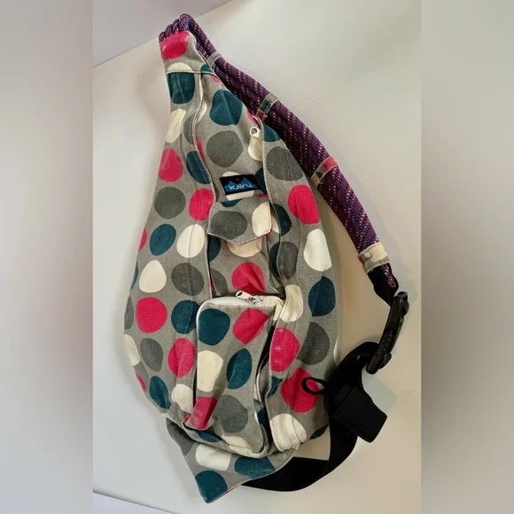 Polka Dot Kavu Backpack Kavu Bags Kavu Gray And Red Backpack With